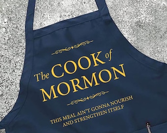 The Cook of Mormon Apron, Book of Mormon Style Apron For Women and Man, Baking Apron, Baker Gift, Mormon Gift, Cute Apron, Printed Apron
