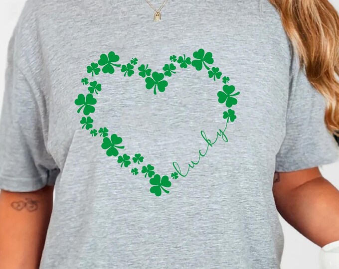 Lucky Shamrock St. Patrick's Day Shirt For Women – Funny Irish Graphic Tee – Juniors Sizing (XXL, Dark Grey)