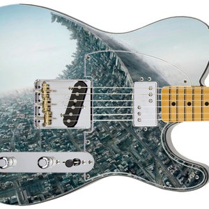 Guitar Skin Top Rated 5-Star Axe Wrap Re-skin Body Bass Reface Electric Music Custom Cover DIY City Greenspace Killer 049