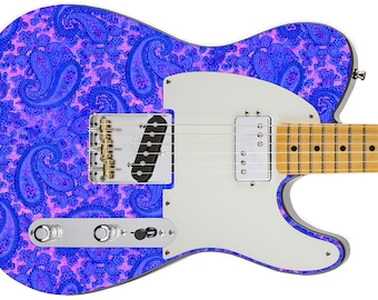 Guitar Skin Top Rated 5-Star Axe Wrap Re-skin Body Bass Reface Electric Music Custom Cover Telecaster '68 PAISLEY Blue Pink Special GS 203