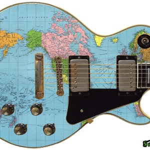 Revestimiento de guitarra para hacha, mapa del mundo estándar 508