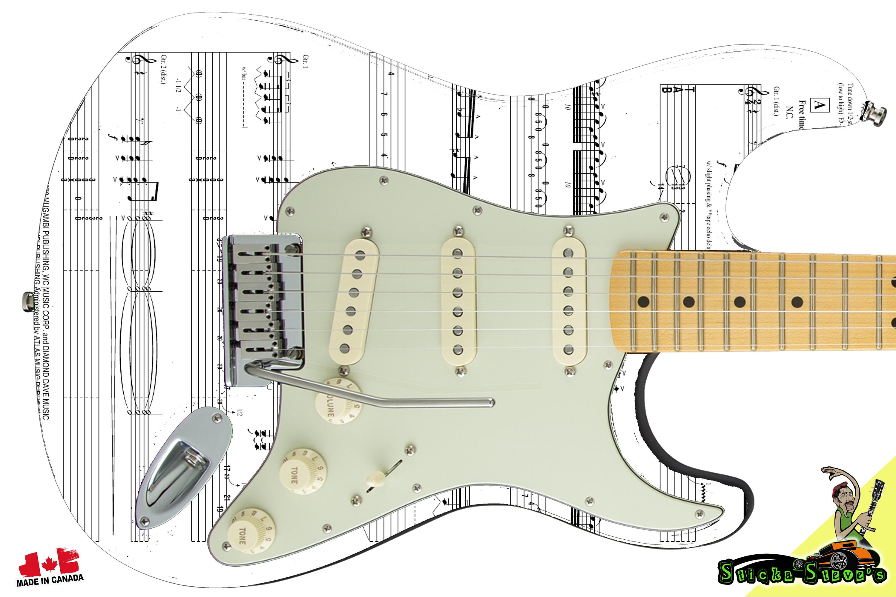 Electric Guitar Skin Decal - Theatre Of Pain Design With Theatre Masks For Right-Handed Guitars