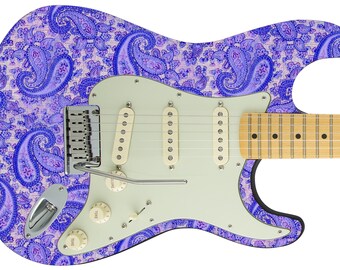 Piel de guitarra, la mejor calificación, envoltura de hacha de 5 estrellas, re-revestimiento de cuerpo, re-face de bajo, música eléctrica, funda personalizada, bricolaje, '68 PAISLEY Blue Special GS 203