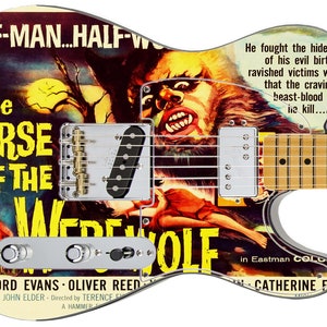 Guitar Skin Axe Wrap Re-skin Bass Reface DIY Vinyl Vintage Poster Curse of the Werewolf 208