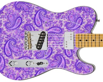 Piel de guitarra, envoltura de hacha, repintado de cuerpo de bajo, refactura eléctrica, instrumento DIY '68 PAISLEY morado oscuro especial GS 203