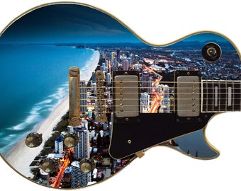 Guitar Skin Axe Wrap Re-skin DIY Pic Guard Miami Vice Nights 071