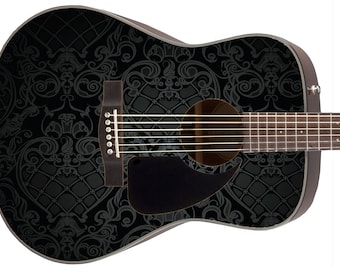 Guitar Skin Axe Wrap Re-skin DIY Vinyl Decal Acoustic Guitar French Quarter Stolen Hearts 1179