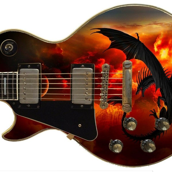 Guitar Skin Axe Wrap Re-skin Vinyl Decal DIY Red Fire in the Sky Dragon 700