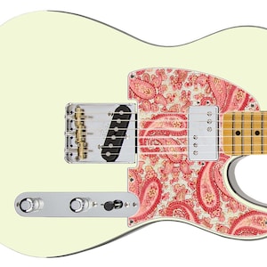 Pickguard Headstock Tremolo Skin Wrap Reskin - &#39;68 PAISLEY PINK Spezial GS 203