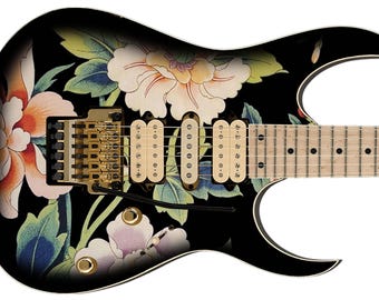 Revestimiento de guitarra, envoltura de hacha, repintado de cuerpo de bajo, refactura eléctrica, vinilo para instrumento DIY, diseño floral Jem 77FP Fade Vai 773