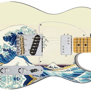 Guitar Skin Axe Wrap Re-skin Bass Reface DIY Japanese Art Waves 371