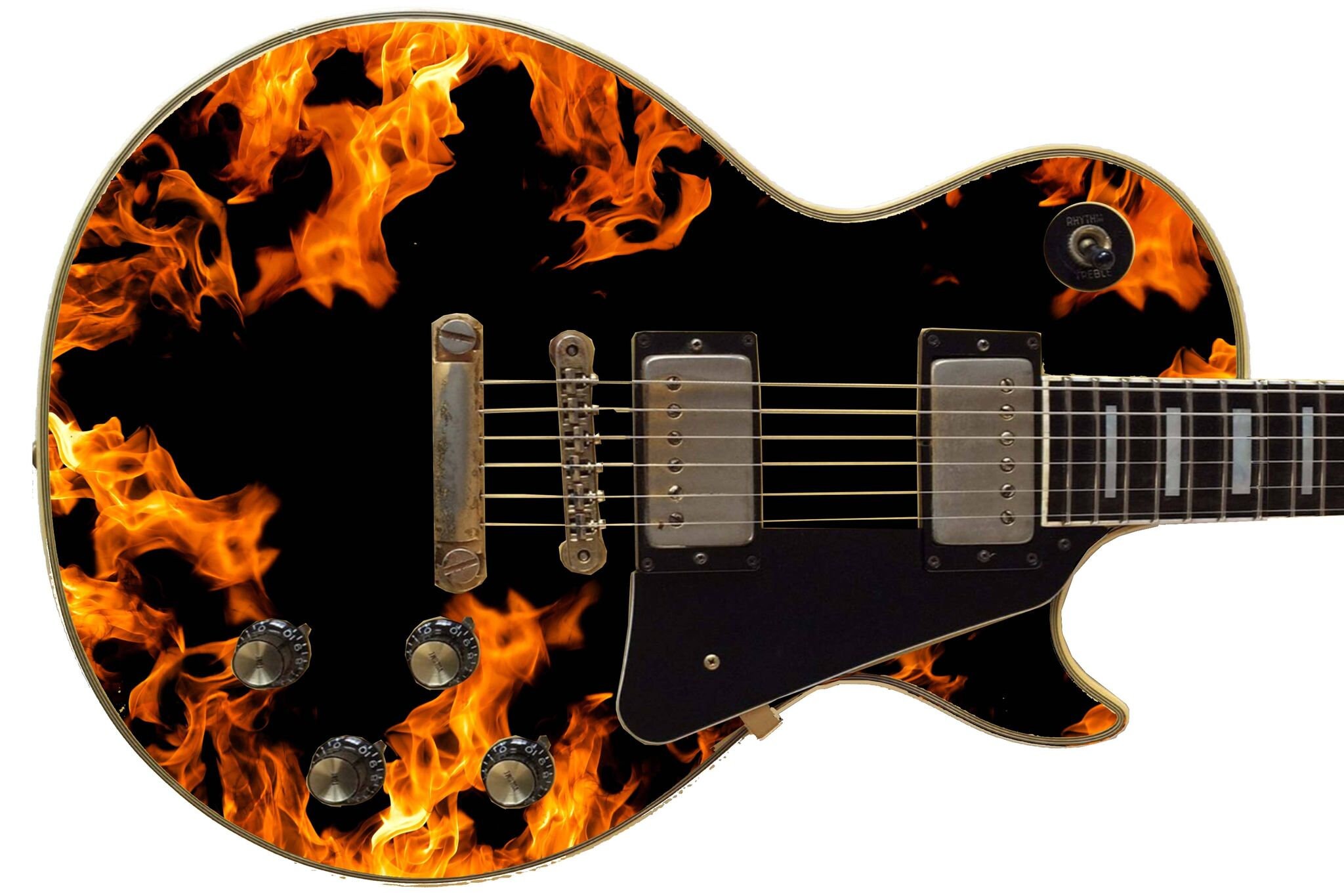 Guitar Skin Axe Wrap Re-skin Bass Electric Reface DIY Vinyl Red Flames 1237