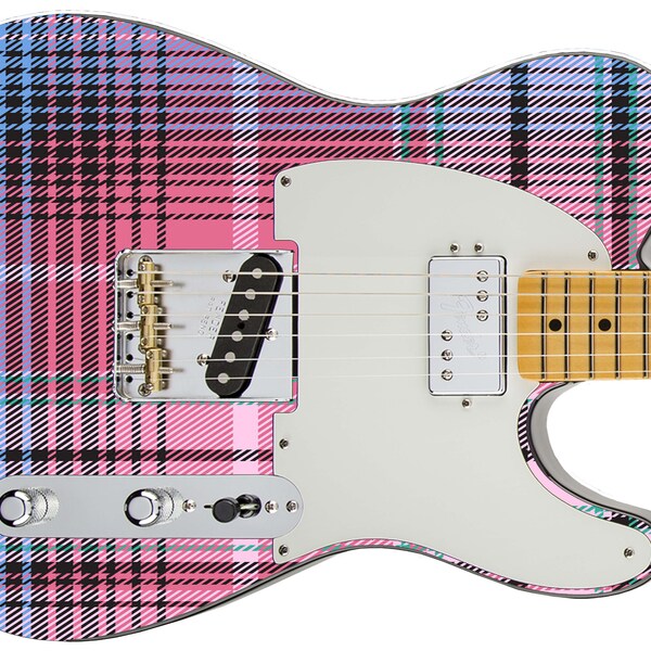 Guitar Skin Top Rated 5-Star Axe Wrap Re-skin Body Bass Electric Music Custom Cover DIY Pink Light Plaid 118