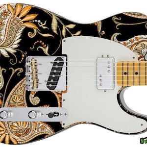 Guitar Skin Axe Wrap Re-skin Electric Body Bass Reface Custom Music Instrument Cover Art DIY Traditonal Paisley 091