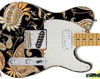 Guitar Skin Axe Wrap Re-skin Electric Body Bass Reface Custom Music Instrument Cover Art DIY Traditonal Paisley 091