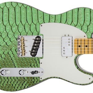 Guitar Skin Axe Wrap Re-skin Bass Body Electric Reface DIY Instrument Vinyl Green Water Snake Skin 676