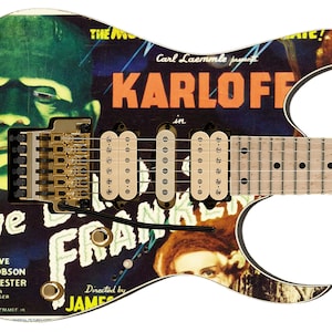Guitar Skin Axe Wrap Re-skin Body Bass Reface Electric Music Custom Cover DIY Bride of Frankenstein 201