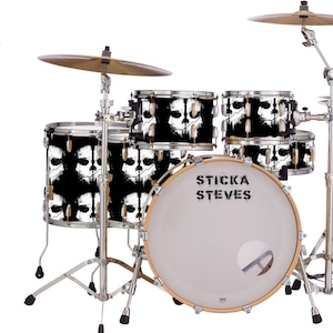 Drum Wrap Percussion Shell Cover Bass Kick Snare Tom DIY Black and White Skull 353