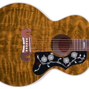 Autocollant en vinyle pour peau de guitare, habillage de hache, érable matelassé Jumbo ambre acoustique GS 201