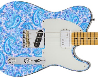 Guitar Skin Top Rated 5-Star Axe Wrap Re-skin Body Bass Reface Electric Music Custom Cover DIY '68 PAISLEY Lucid Blue Special GS 203