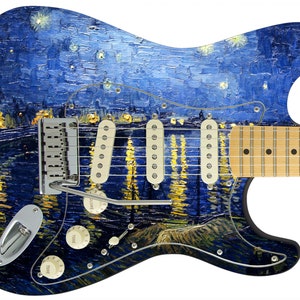 Guitar Skin Axe Wrap Re-skin Starry Night Van Gogh Over The Rhone 690 image 4