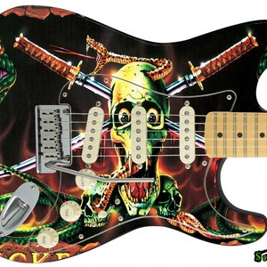 Guitar Skin Axe Wrap Re-skin Electric Body Bass Reface Custom Music Instrument Cover Art DIY Wicked Lynch Sensation 176