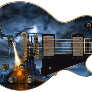 Guitar Skin Top Rated 5-Star Axe Wrap Re-skin Body Bass Reface Electric Music Custom Cover DIY Draco and The Castle Ruins 586
