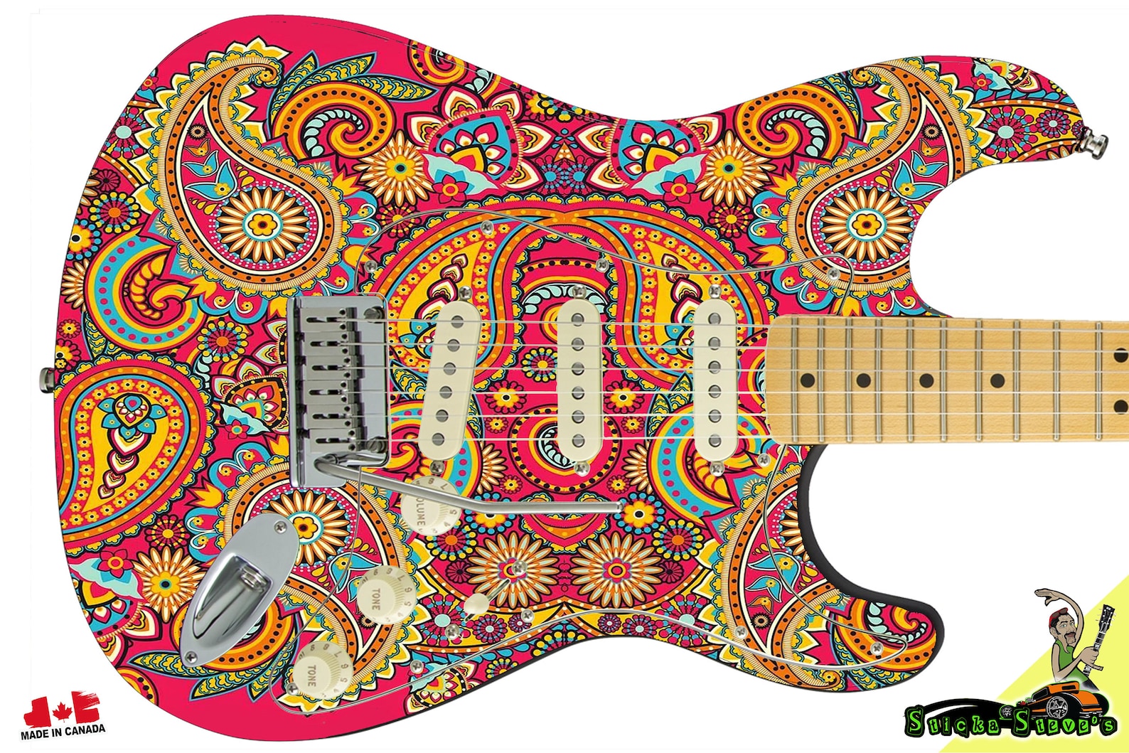 Guitar Skin Axe Wrap Righty Electric Guitar Skin Paisley Pink Etsy UK