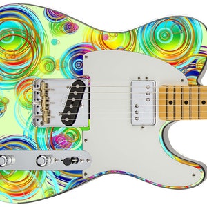 Guitar Skin Axe Wrap Re-skin Electric Body Bass Reface Custom Music Instrument Cover Art DIY Color Bubbles 436