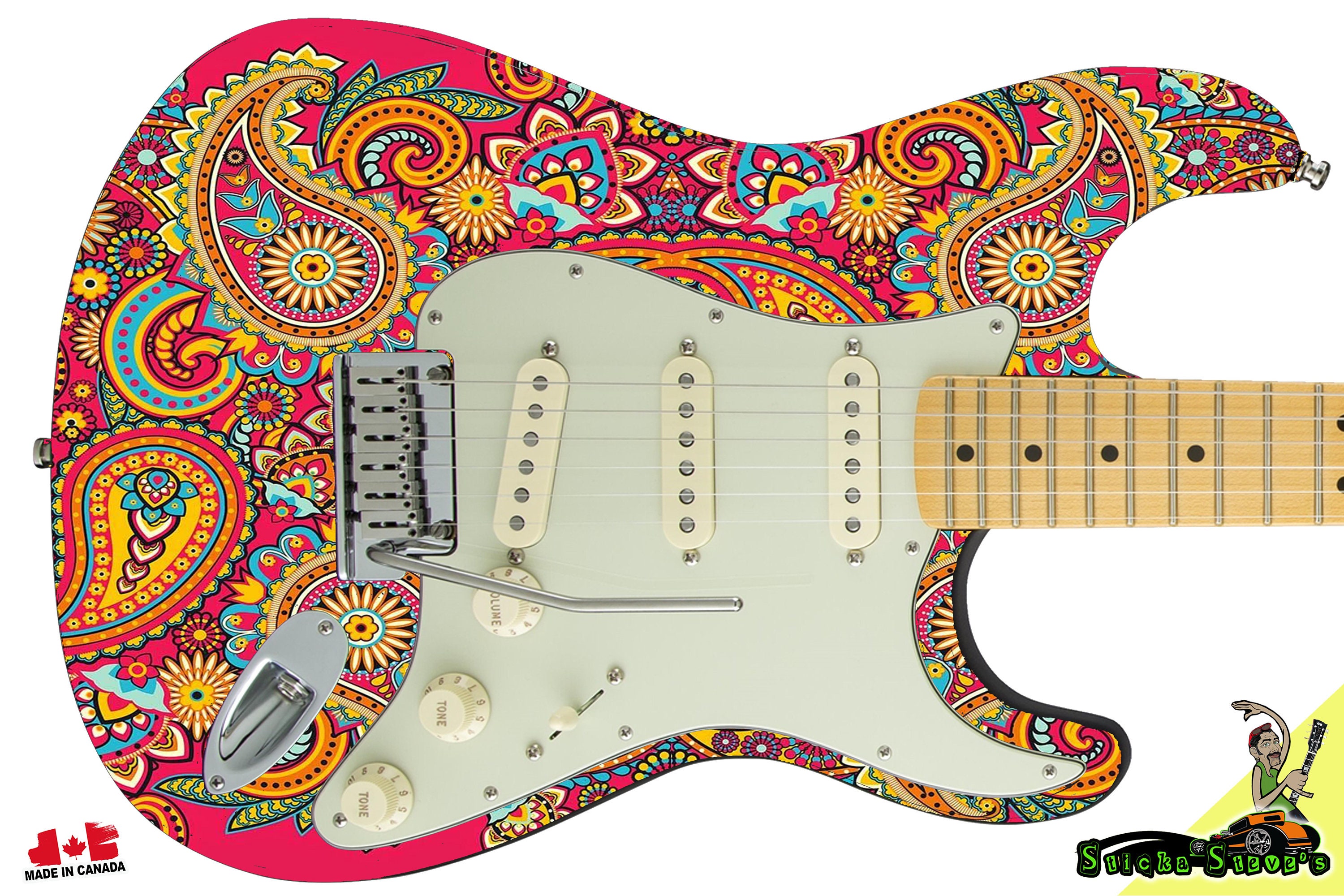 Guitar Skin Axe Wrap Righty Electric Guitar Skin Paisley Pink Etsy UK