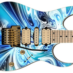 Guitar Skin Axe Wrap Re-skin Electric Body Bass Reface Custom Music Instrument Cover Art DIY Black Blue White Jem Swirl 627