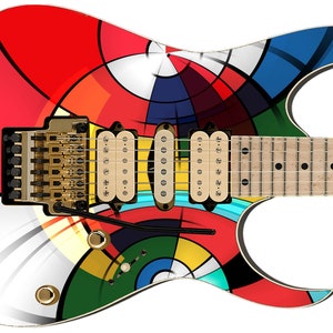 Guitare Skin Ax Wrap Re-skin Corps électrique Basse Reface Personnalisé Instrument de musique Couverture Art DIY Couleur Fun Wheel 437