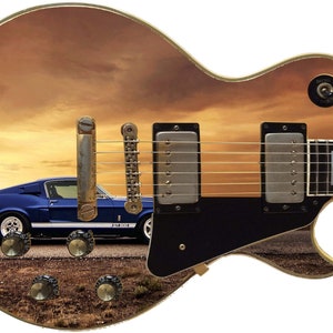 Guitar Skin Axe Wrap Re-skin Bass Electric Reface Classic Muscle Car Mustang 050