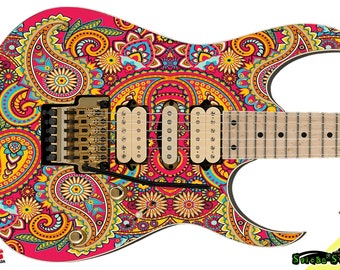 Guitar Skin Axe Wrap Righty Guitarra Eléctrica Skin Paisley Pink 085