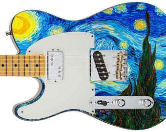 Guitar Skin Axe Wrap Re-skin Left Starry Night Van Gogh 659B