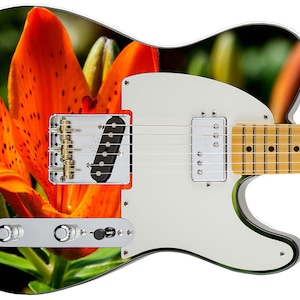 Guitar Skin Top Rated 5-Star Axe Wrap Re-skin Body Bass Reface Electric Music Custom Cover DIY The Wild Orange Lily 046