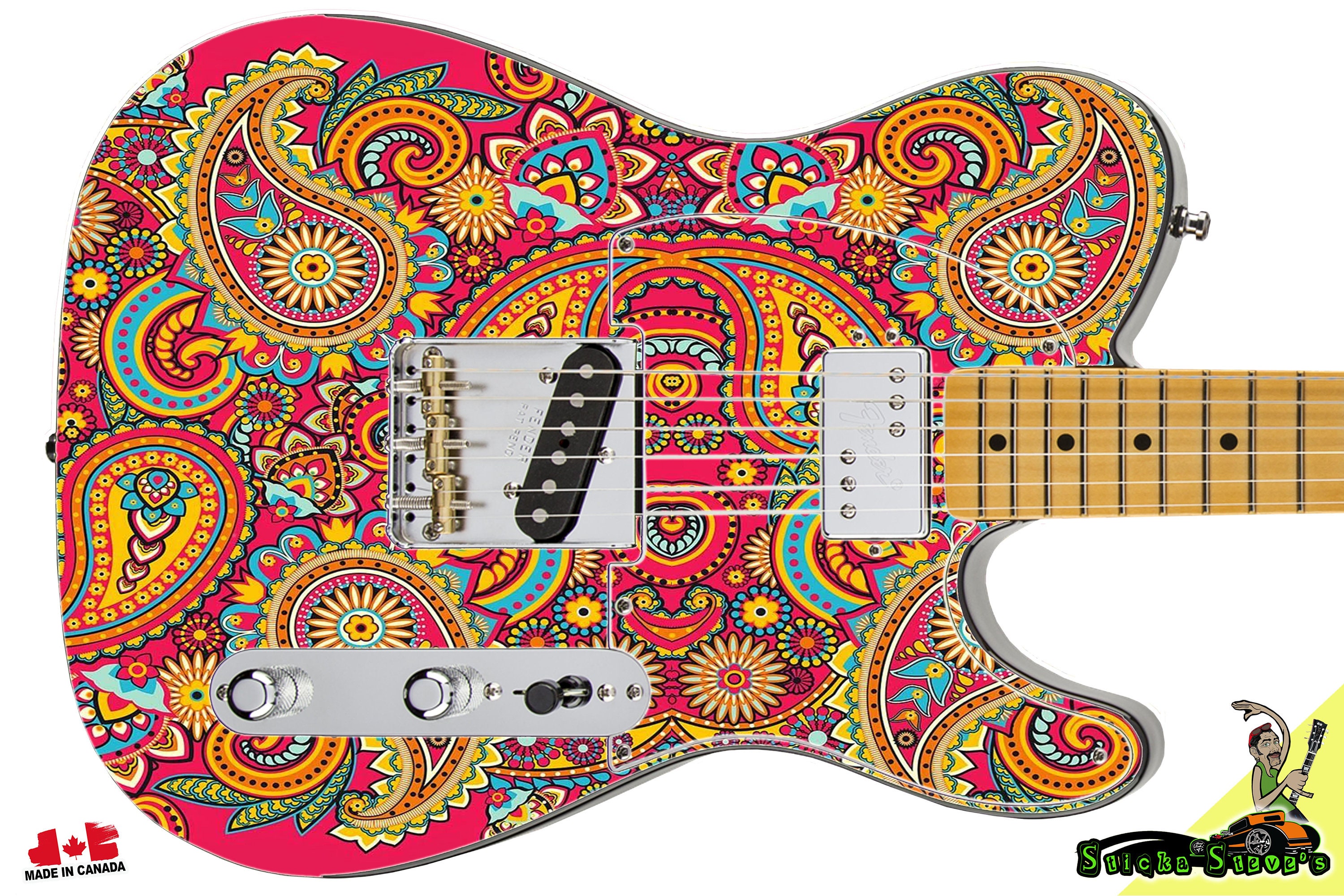 Guitar Skin Axe Wrap Righty Electric Guitar Skin Paisley Pink Etsy UK