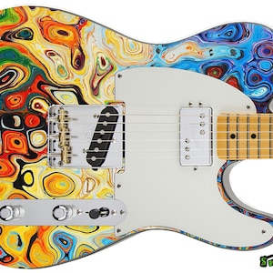 Guitar Skin Axe Wrap Re-skin Body Bass Reface Electric Music Custom Cover DIY Moment in Time 094