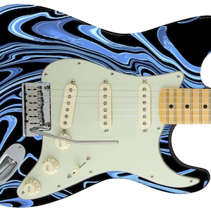 Guitar Skin Top Rated 5-Star Custom Axe Wrap Re-skin Body Bass Reface Electric Music Cover DIY Mystical Fuzz Blue Swirl 1625