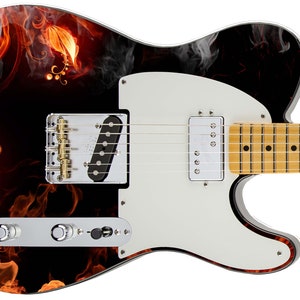Guitar Skin Axe Wrap Re-skin Electric Body Bass Reface Custom Music Instrument Cover Art DIY Night Fire Fly 491
