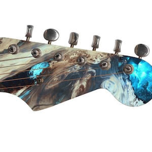 Headstock Guitar Skin Body Bass Reface Electric Music Custom Cover DIY Pickguard Tremolo Skin Wrap Reskin for Guitars - Ice Cave & Wood 731