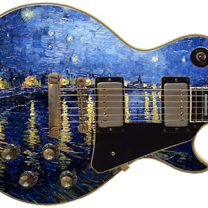 Guitar Skin Axe Wrap Re-skin Starry Night Van Gogh Over The Rhone 690 image 1