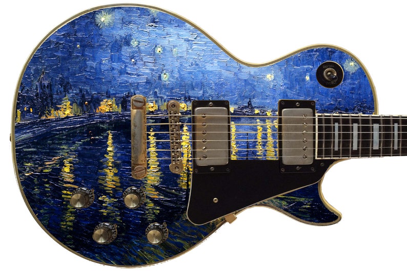 Guitar Skin Axe Wrap Re-skin Starry Night Van Gogh Over The Rhone 690 image 1