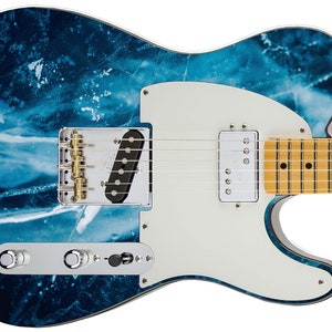 Guitar Skin Axe Wrap Re-skin Body Bass Reface Electric Music Custom Cover DIY Arctic Blue Cold Frozen H2O Lake Water Ice 301