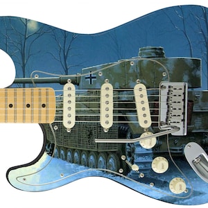 Guitar Skin Top Rated 5-Star Axe Wrap Re-skin Body Bass Reface Electric Music Custom Cover DIY Old World War Tank 048