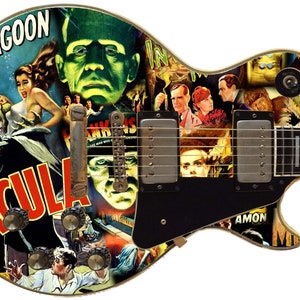 Guitar Skin Axe Wrap Re-skin DIY Vintage Poster Monster Mash 612