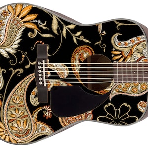 Guitare Skin Ax Wrap Re-skin Corps électrique Basse Reface Personnalisé Instrument de musique Couverture Art Traditionnel Paisley Acoustic 091