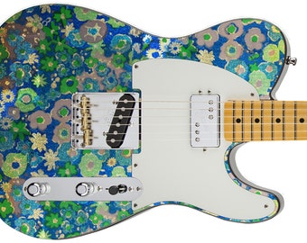 Guitar Skin Top Rated 5-Star Axe Wrap Re-skin Body Bass Electric Music Custom Cover DIY 1968 Blue Petunia Special GS 204