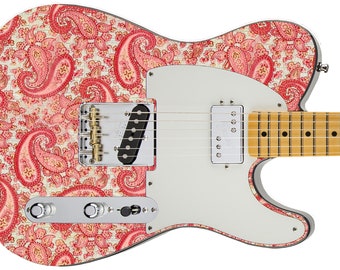 Guitar Skin Axe Wrap Re-skin Body Bass Reface Electric Music Custom Premium Cover DIY  &#39;68 Paisley Pink Special GS 203