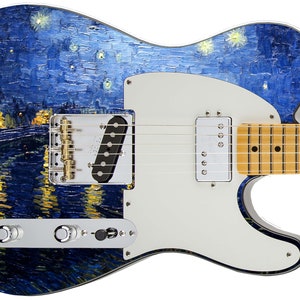 Guitar Skin Axe Wrap Re-skin Starry Night Van Gogh Over The Rhone 690 image 7